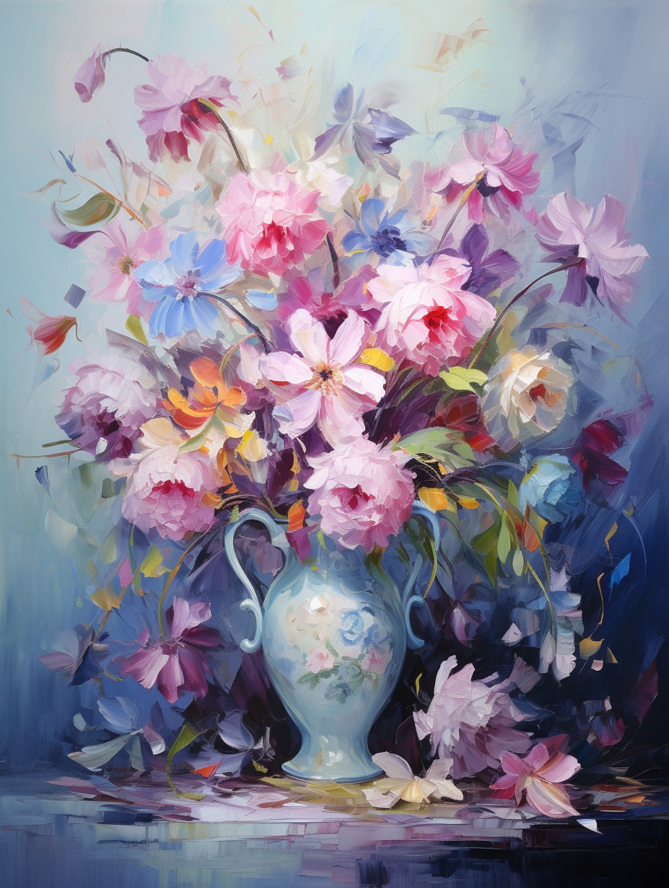 5D Diamond Painting Light Blue Vase of Flowers Kit - Bonanza Marketplace