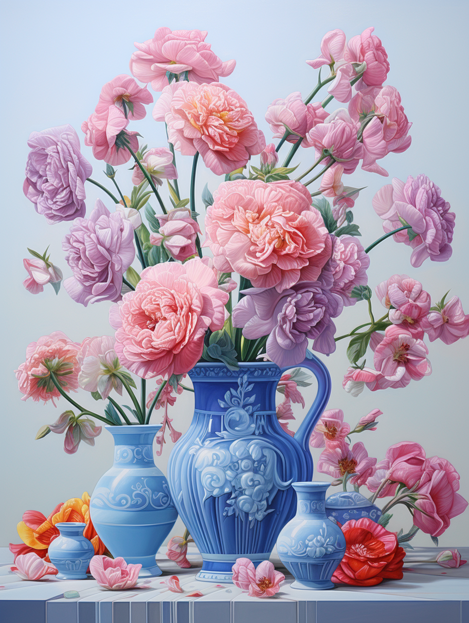 5D Diamond Painting Light Blue Vase of Flowers Kit - Bonanza