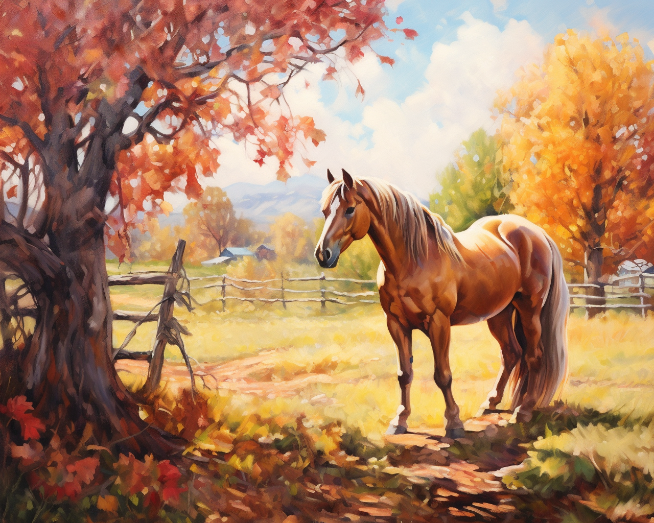 Autumn Horse Diamond Painting Kit with Free Shipping – 5D Diamond Paintings