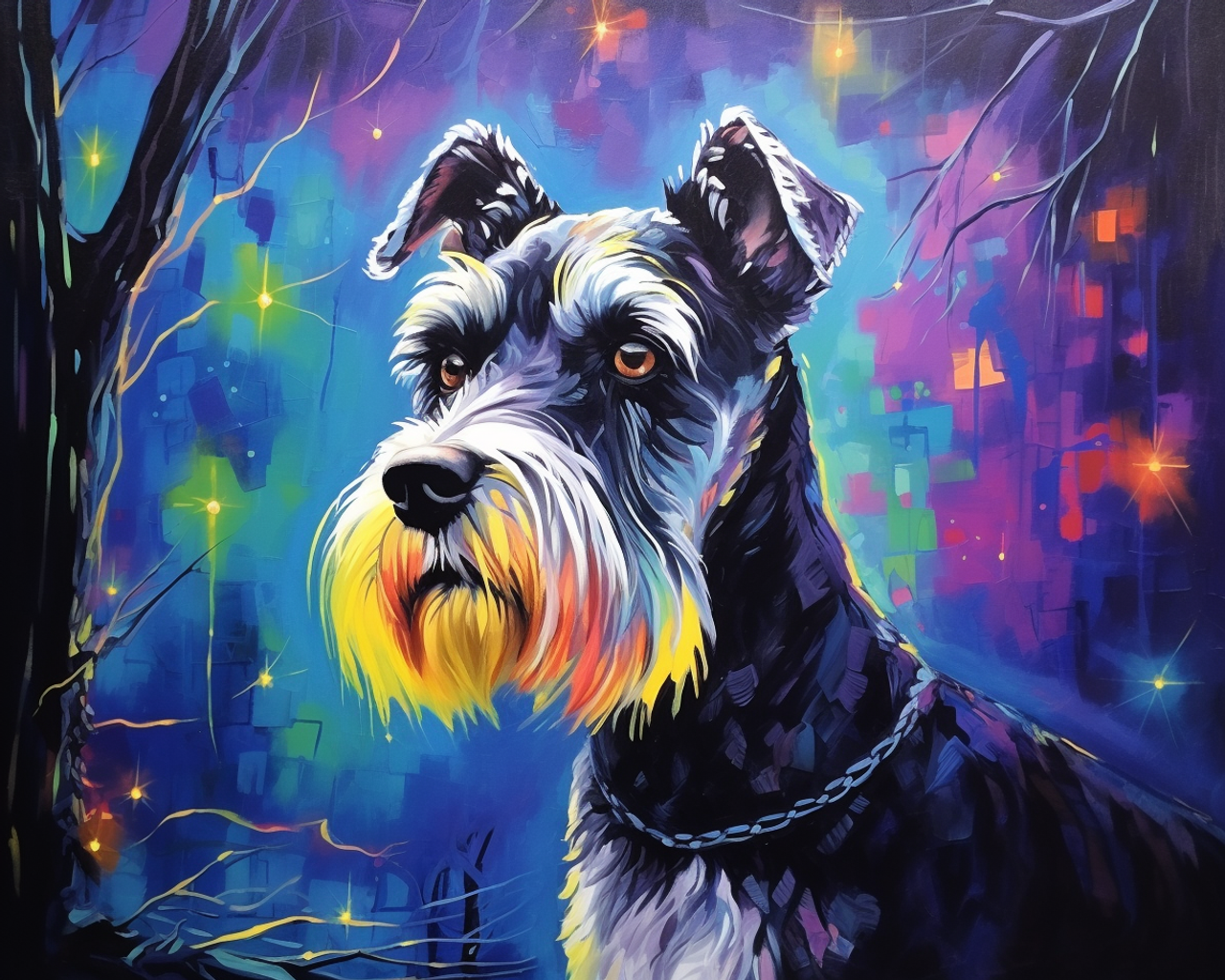 Purple Schnauzer dog Diamond Art Painting UNFRAMED~ 18 X 14~ COMPLETED