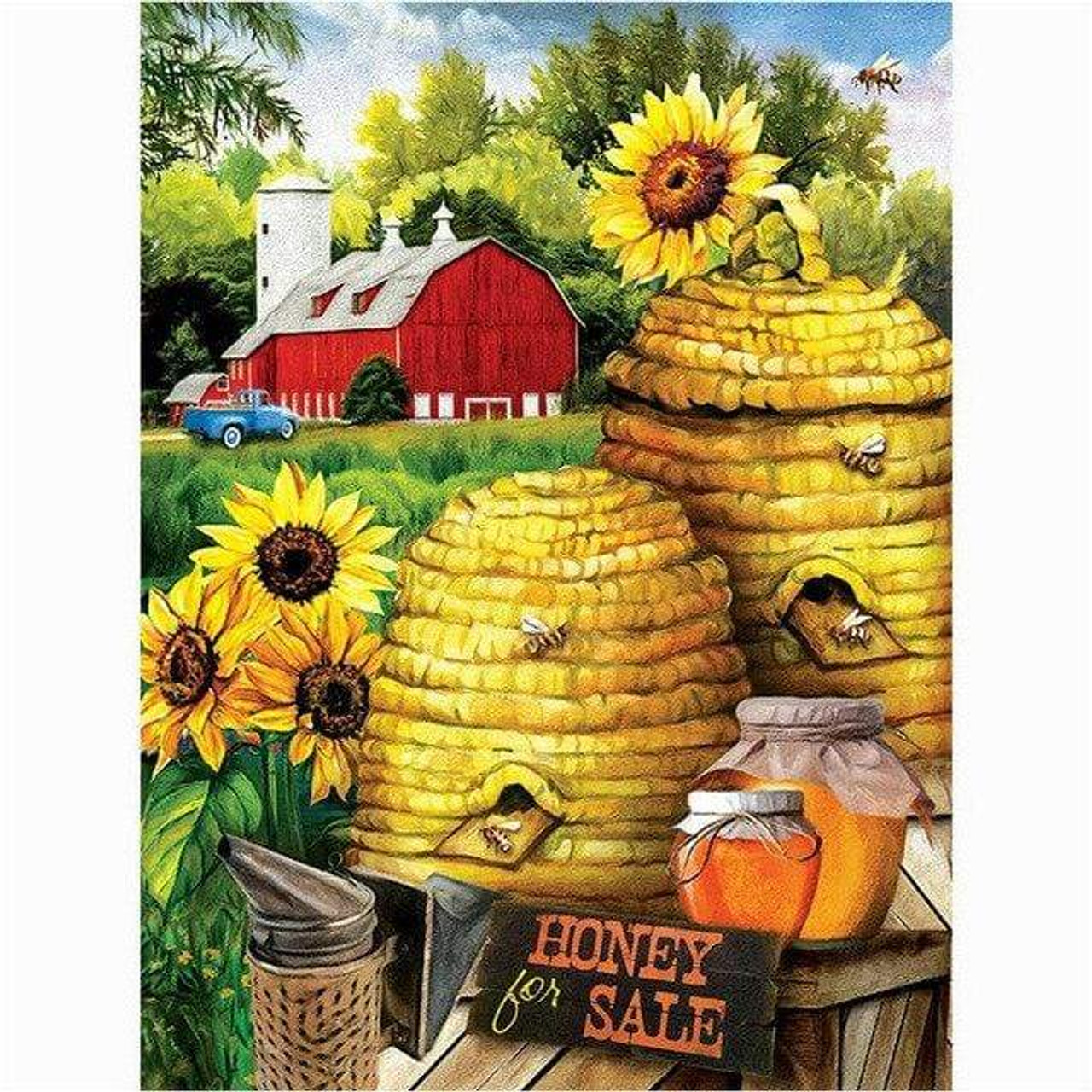 5D Diamond Painting Apple Basket Sunflowers Kit - Bonanza Marketplace