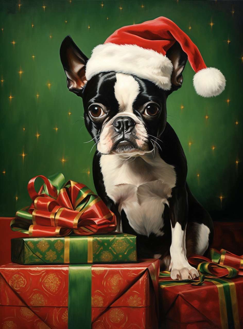 5D Diamond Painting Christmas Ornaments Boston Terrier Kit