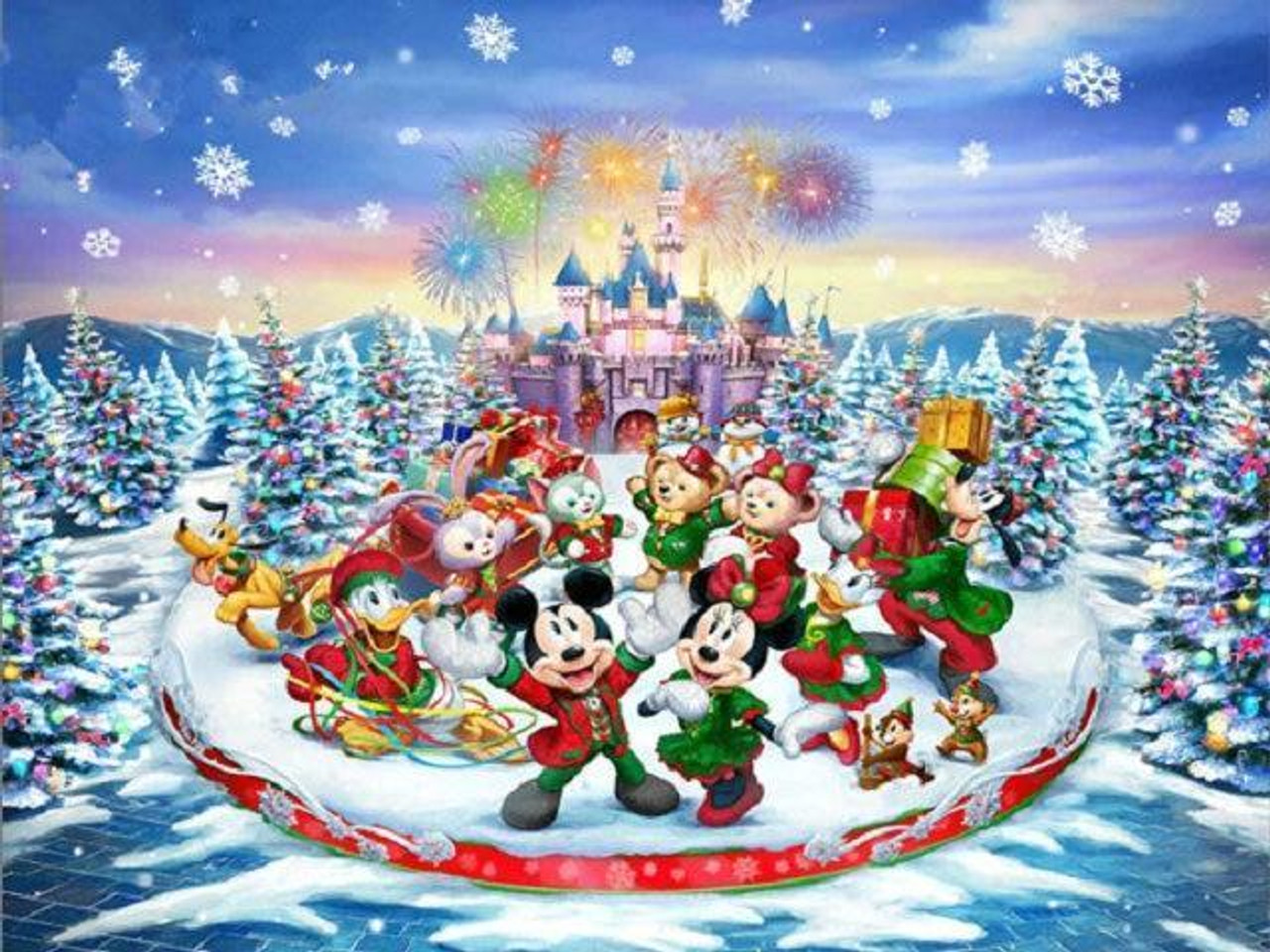 5D Diamond Painting Mickey Mouse Castle Christmas Celebration Kit