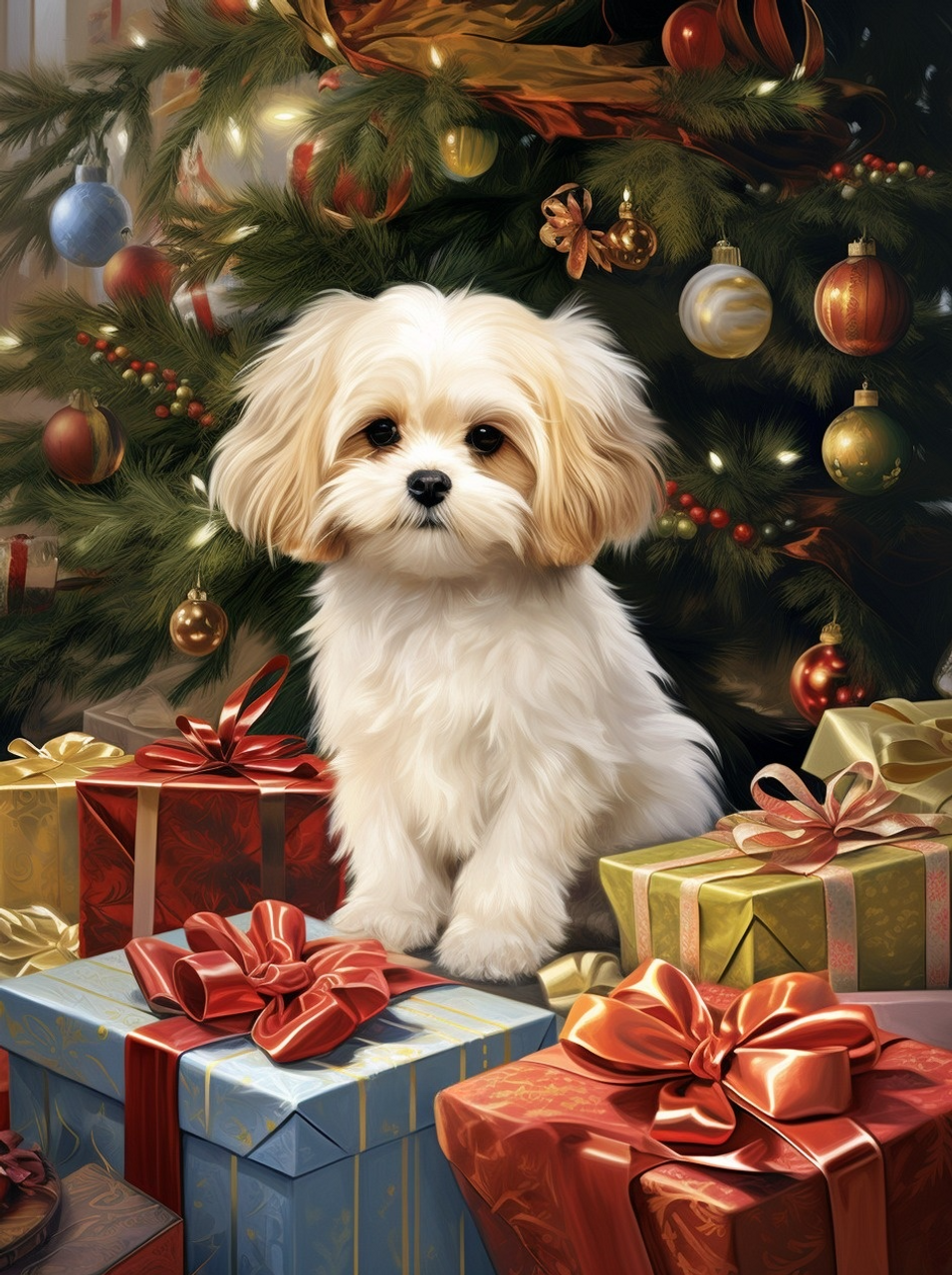 5D Diamond Painting Puppy Christmas Ornaments Kit - Bonanza