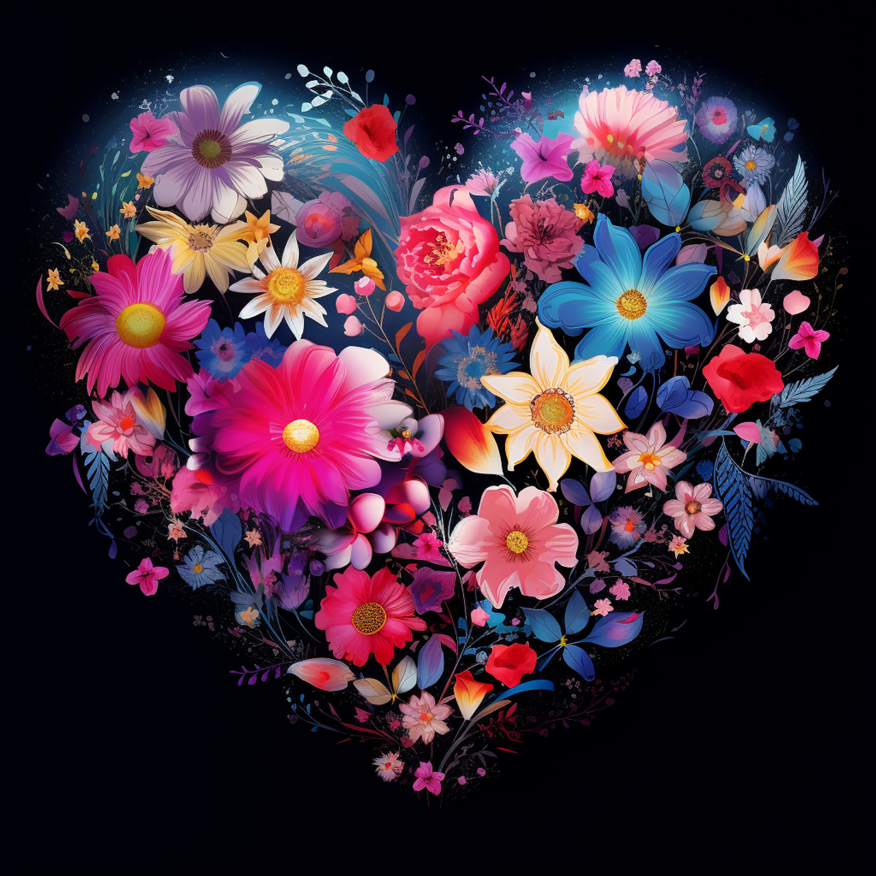 5D Diamond Painting Pink Heart, Heart of Flowers Kit