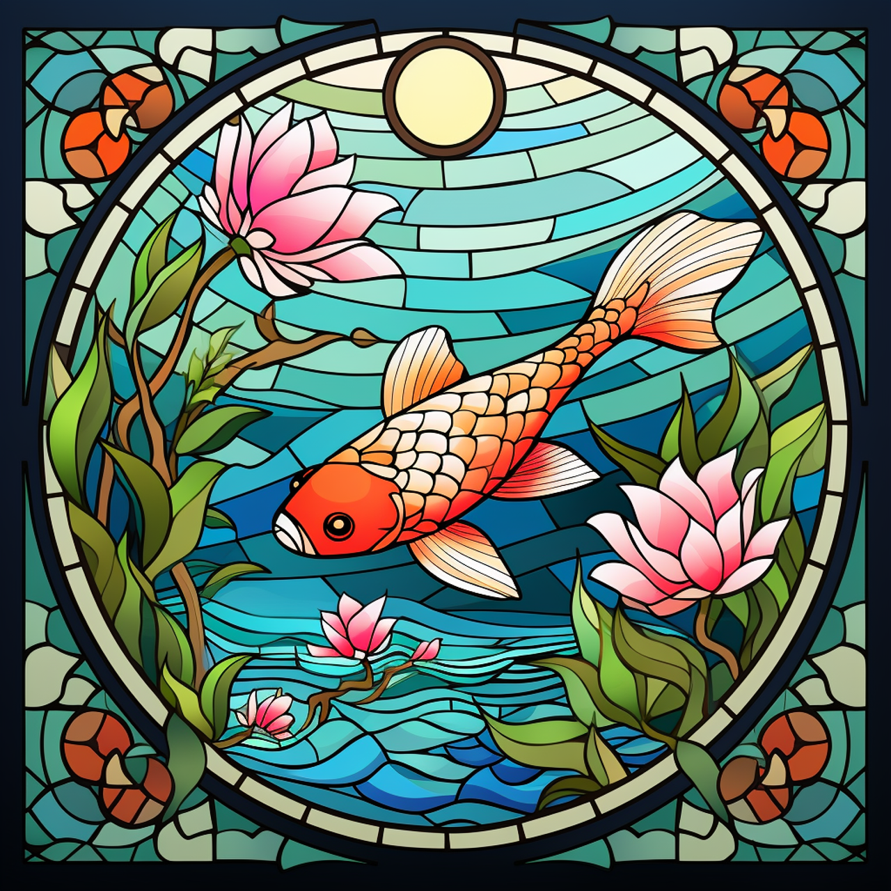 5D Diamond Painting Koi Fish Abstract in Pond Kit