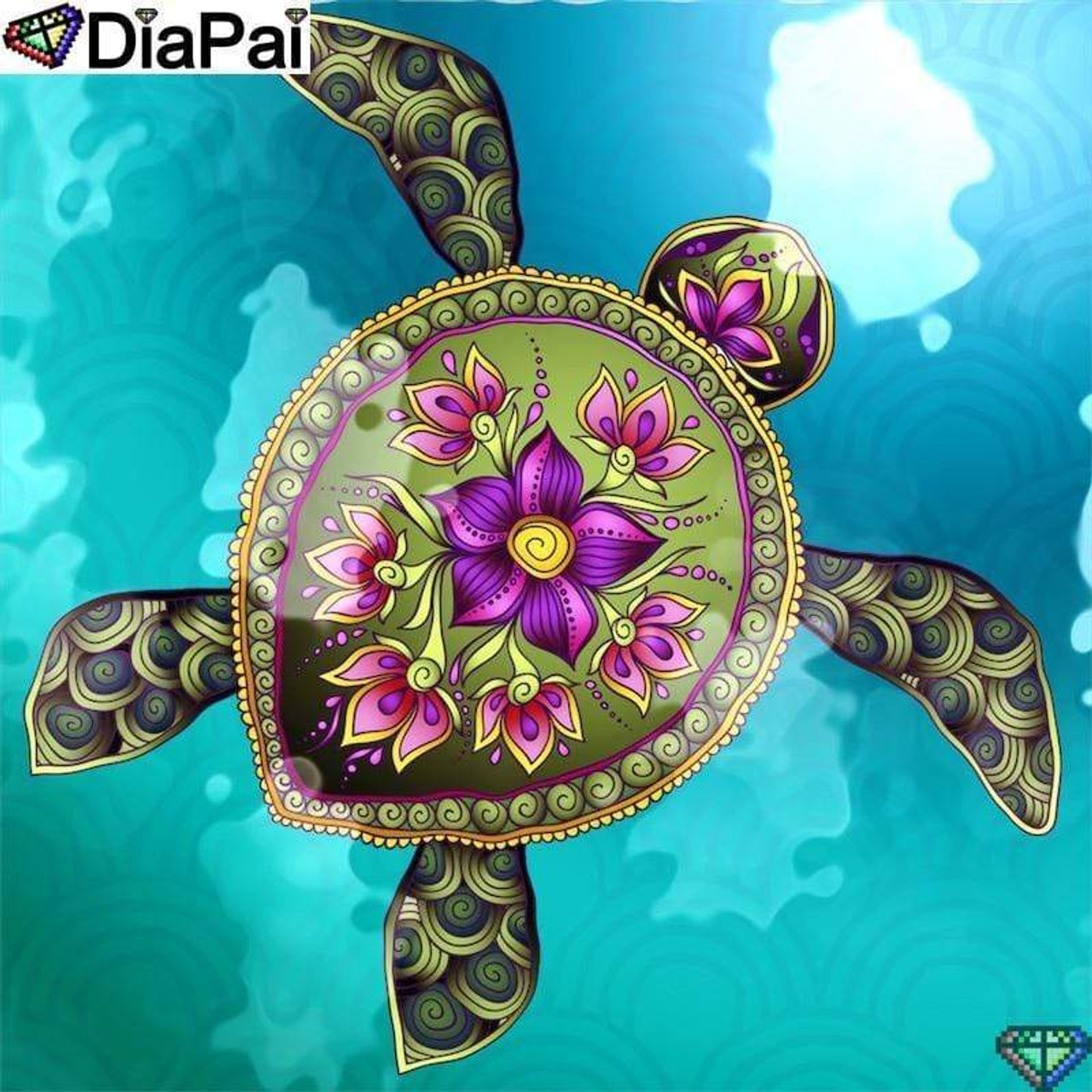 5D Diamond Painting Abstract Flower Turtle Kit - Bonanza Marketplace