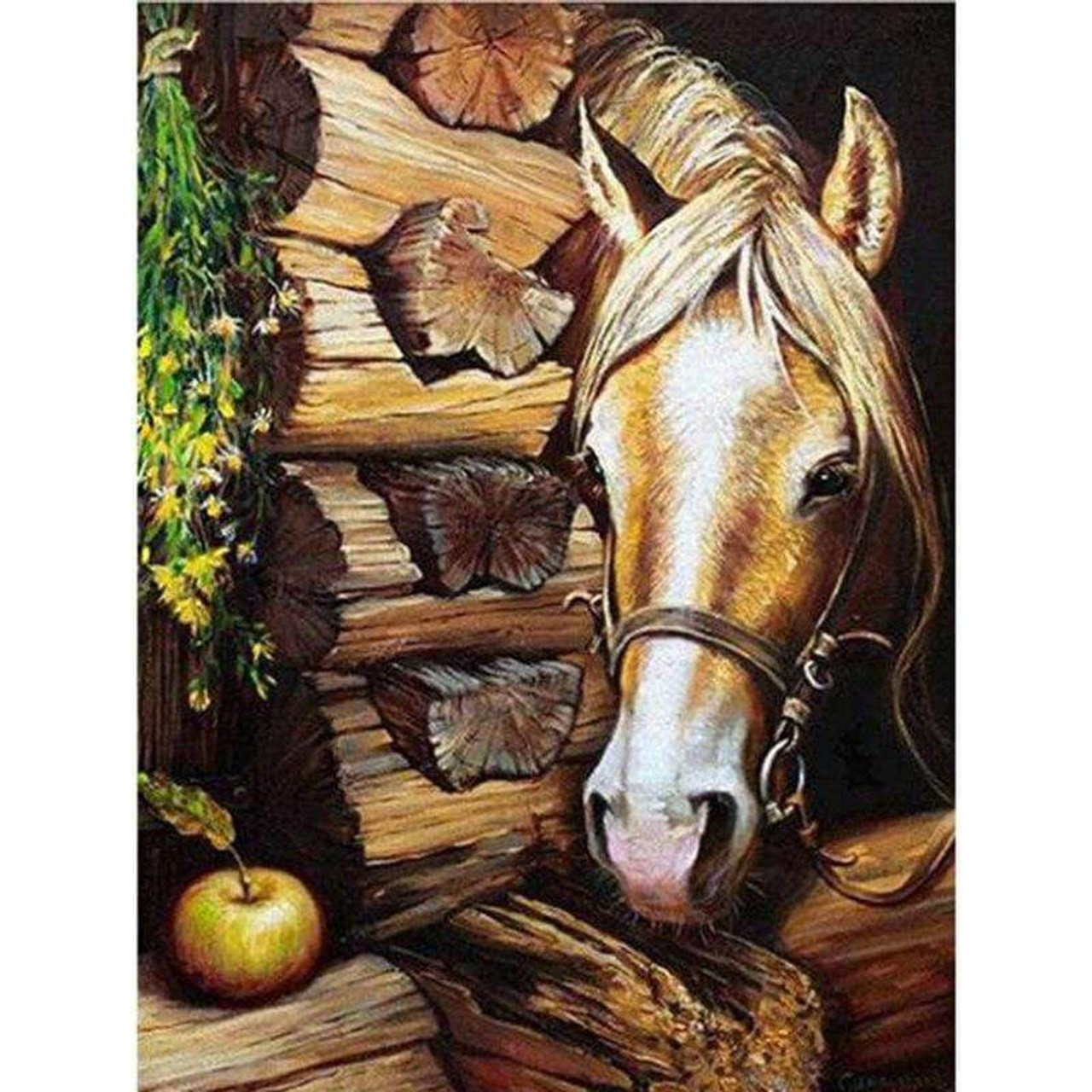 5D Diamond Painting Horse and Apple Kit - Bonanza Marketplace