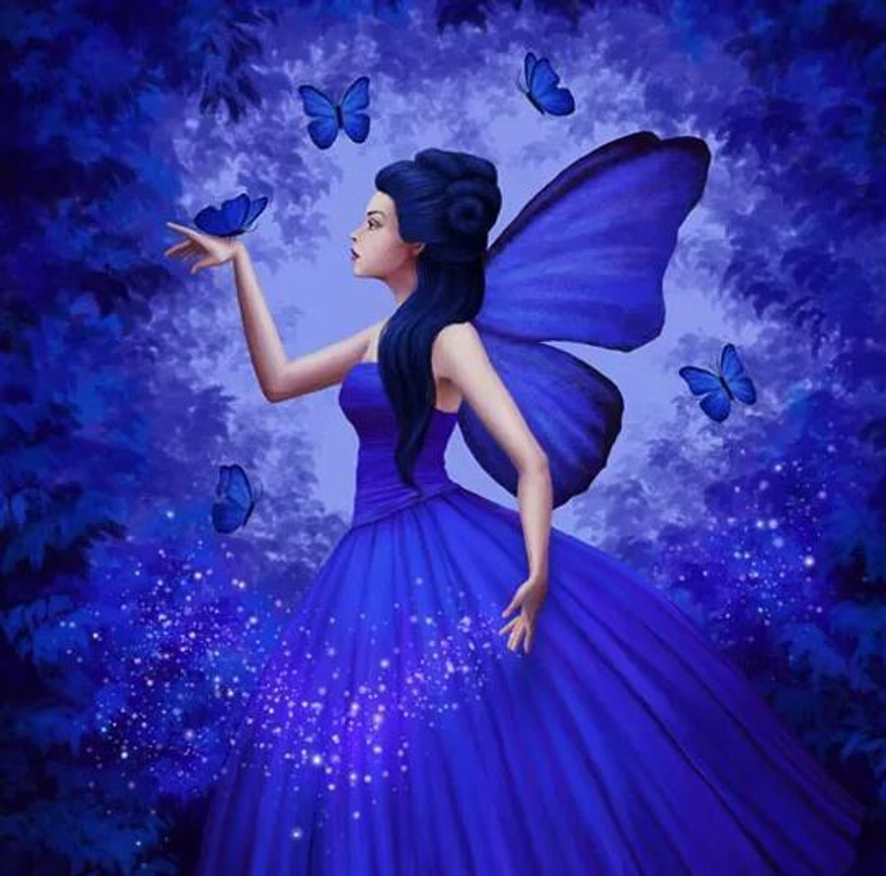 Aesthetic Girl With Blue Butterfly Diamond Painting 