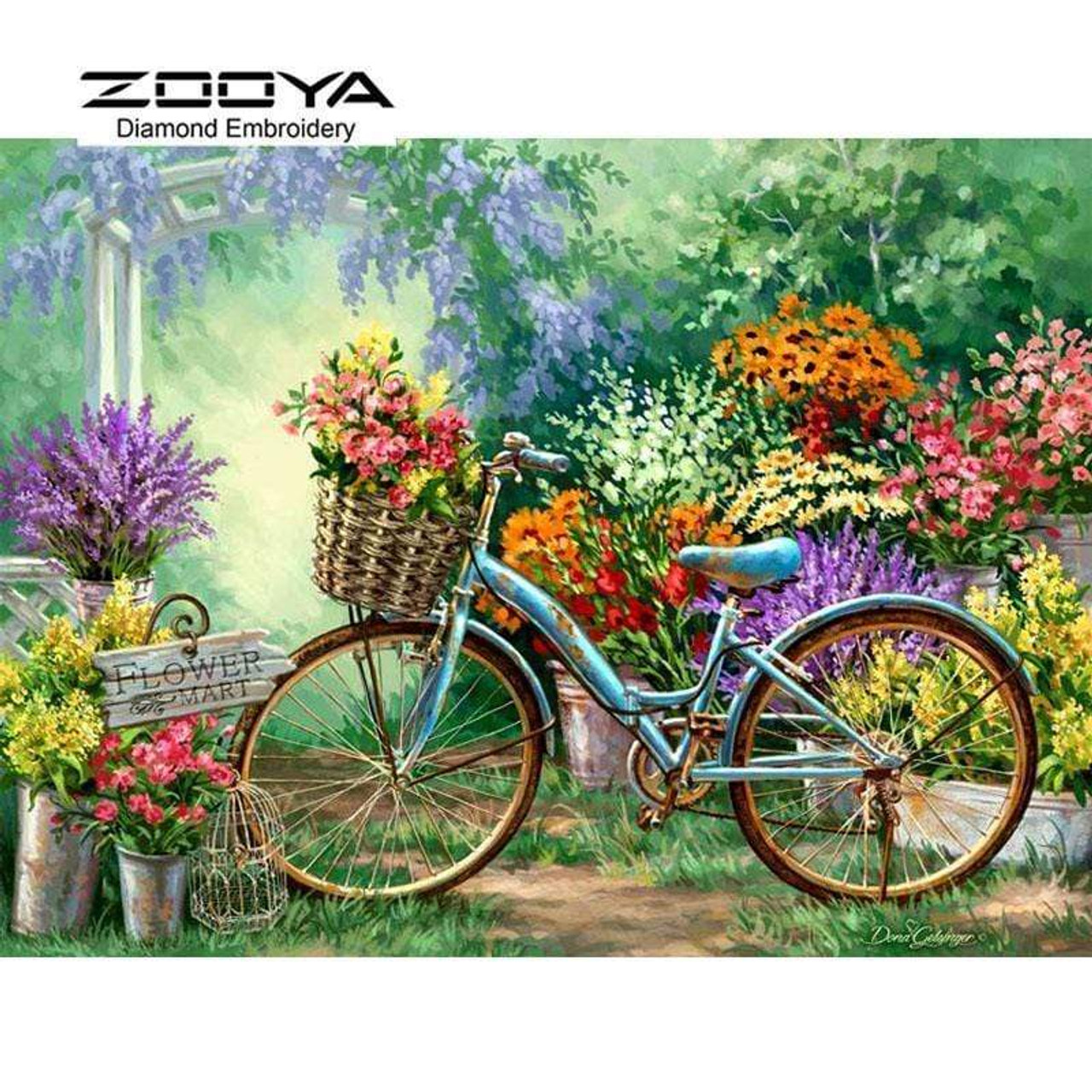 Country Flower Garden Bicycle 5D Diamond Painting Kit