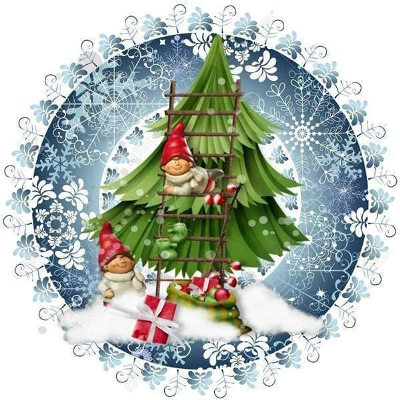 5D Diamond Painting Two Elf Christmas Tree Kit - Bonanza Marketplace