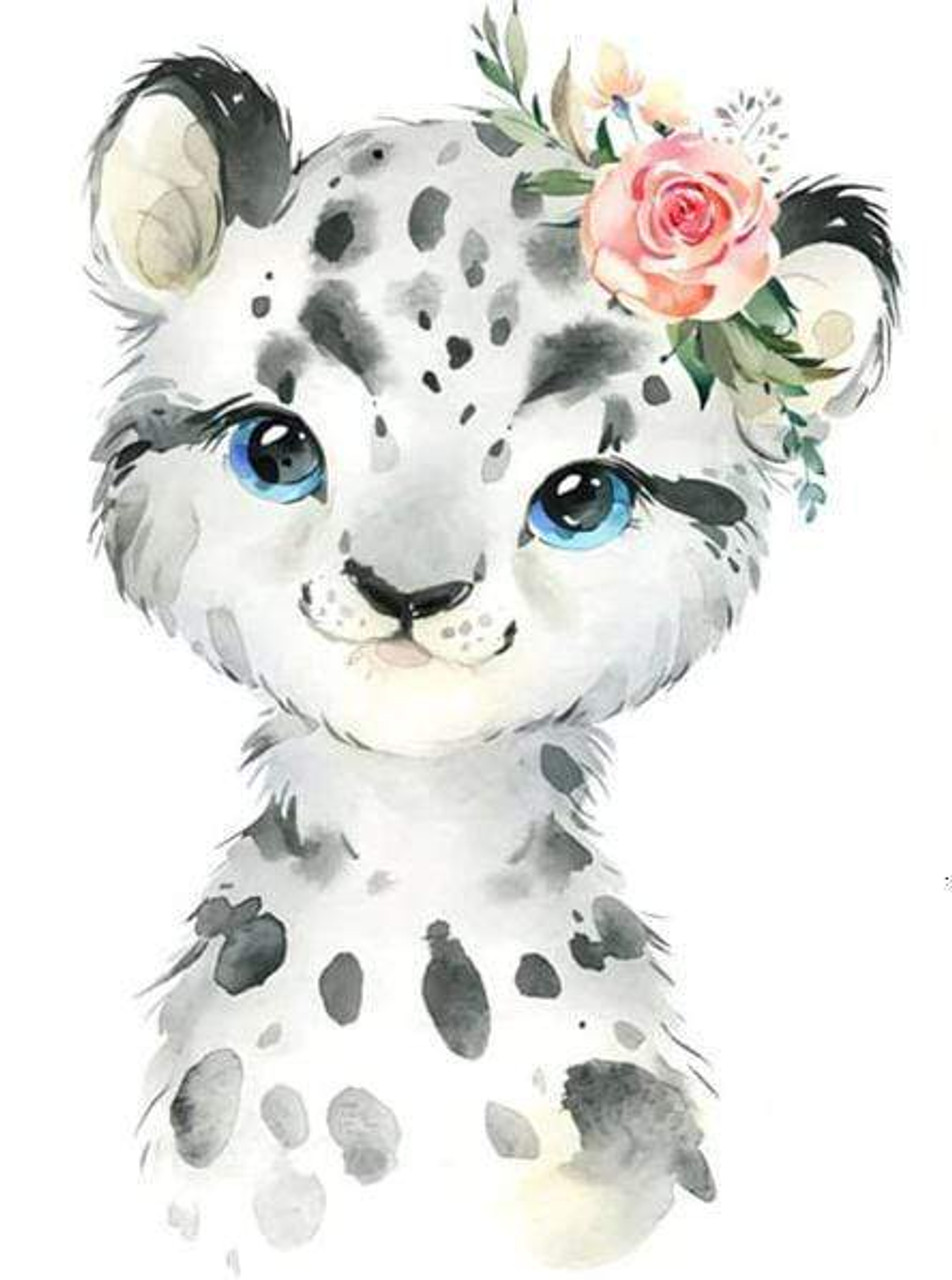 Premium Photo  A watercolor painting of a leopard with a flower