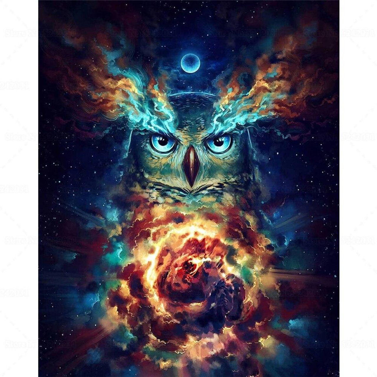 5D Diamond Painting Galaxy Owl Diamond Painting Kit - Bonanza