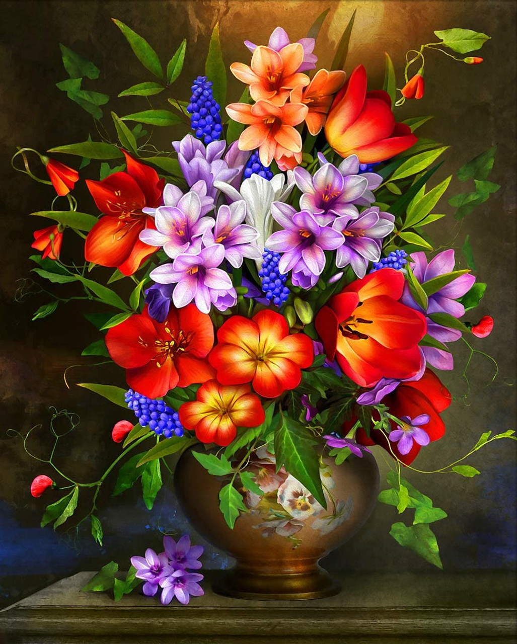 Orange And Pink Dahlias - 5D Diamond Painting 