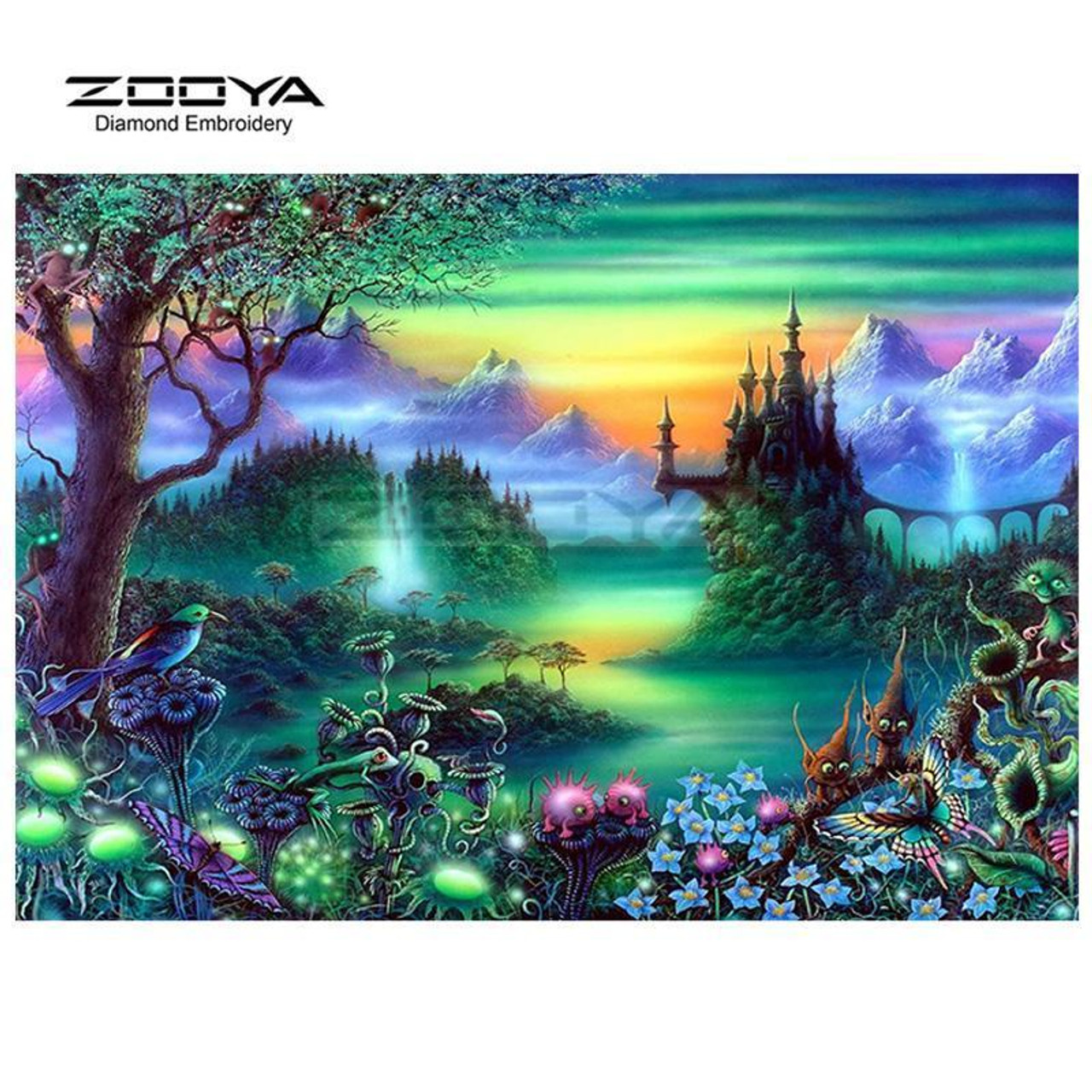 5d Artificial Diamond Painting Set With Dreamy Scenery - Temu