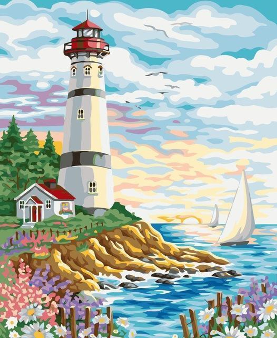 5d Diy Large Diamond Painting Kits For Adult, Seaside Lighthouse