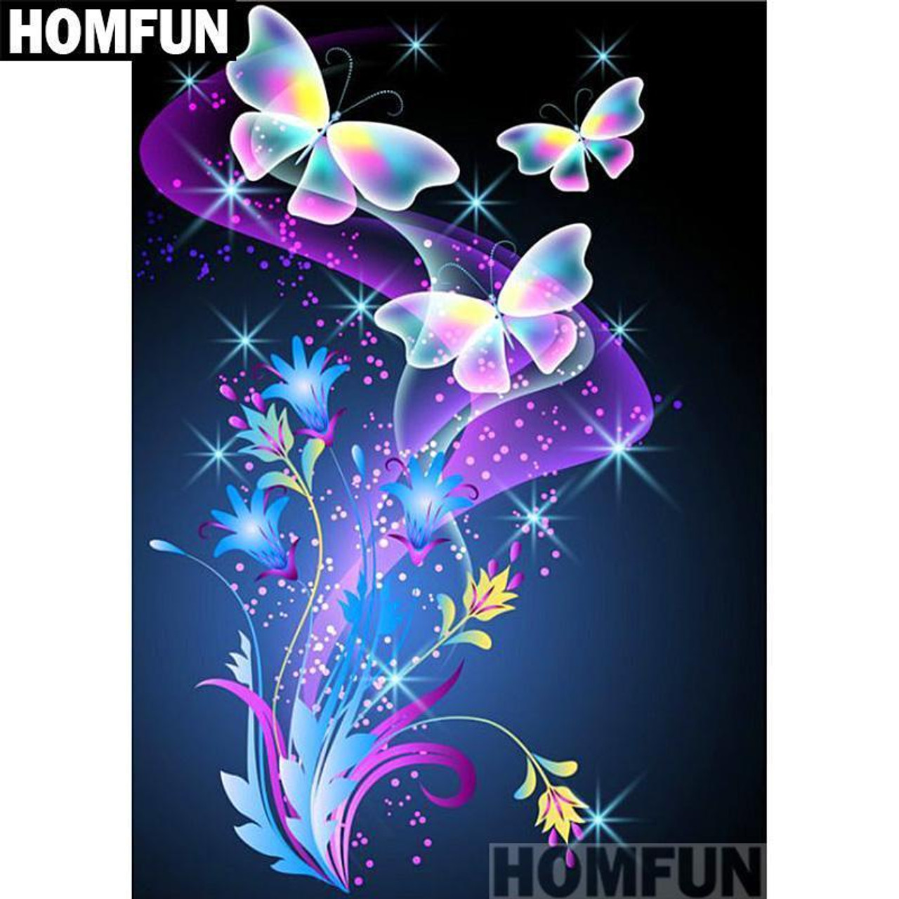 5D Diamond Painting Glowing Purple and Blue Butterfly Kit - Bonanza  Marketplace