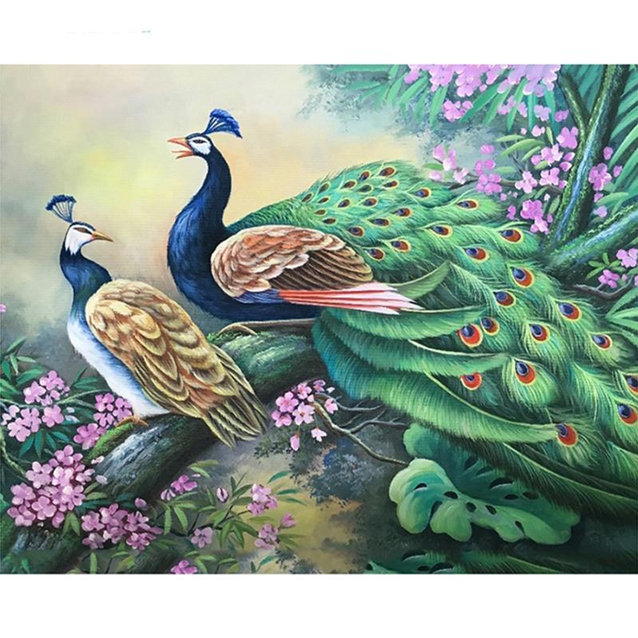 5D Diamond Painting Peacock and Two Roses Kit - Bonanza Marketplace
