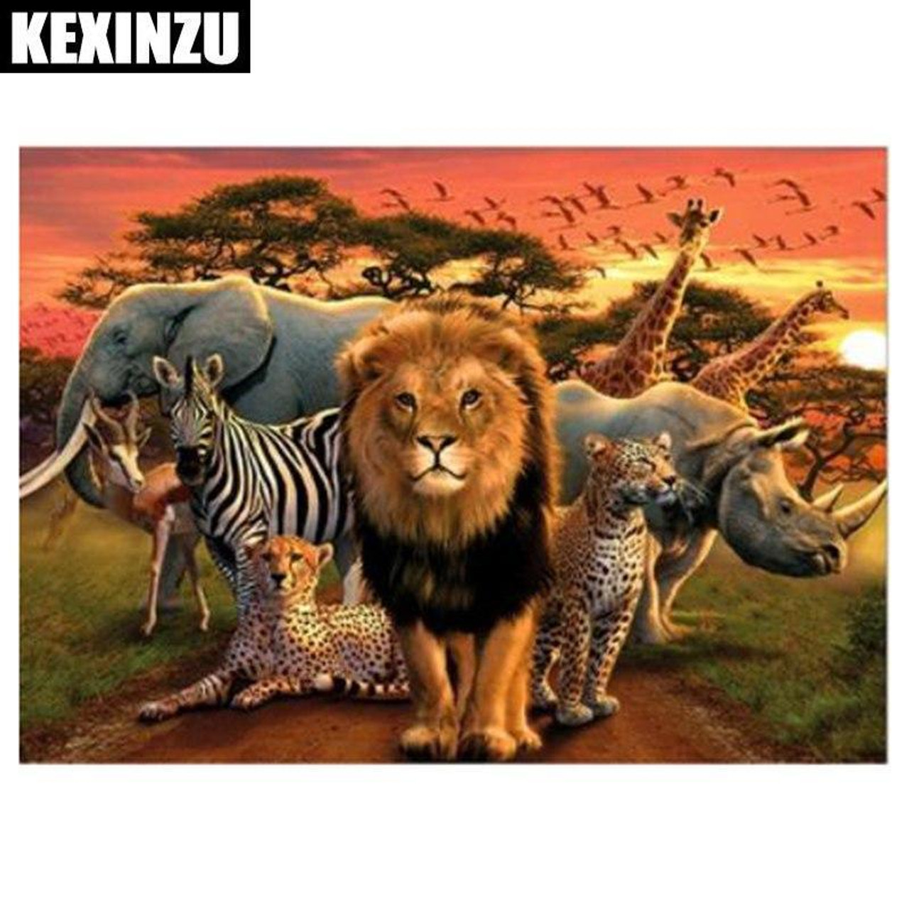 5D Diamond Painting Leopard & Animals of the Jungle Kit