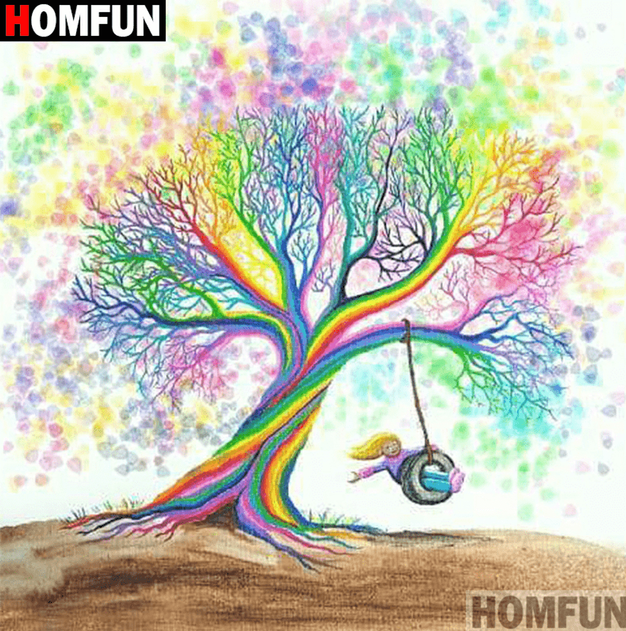 Beautiful Rainbow Tree, Diamond Painting