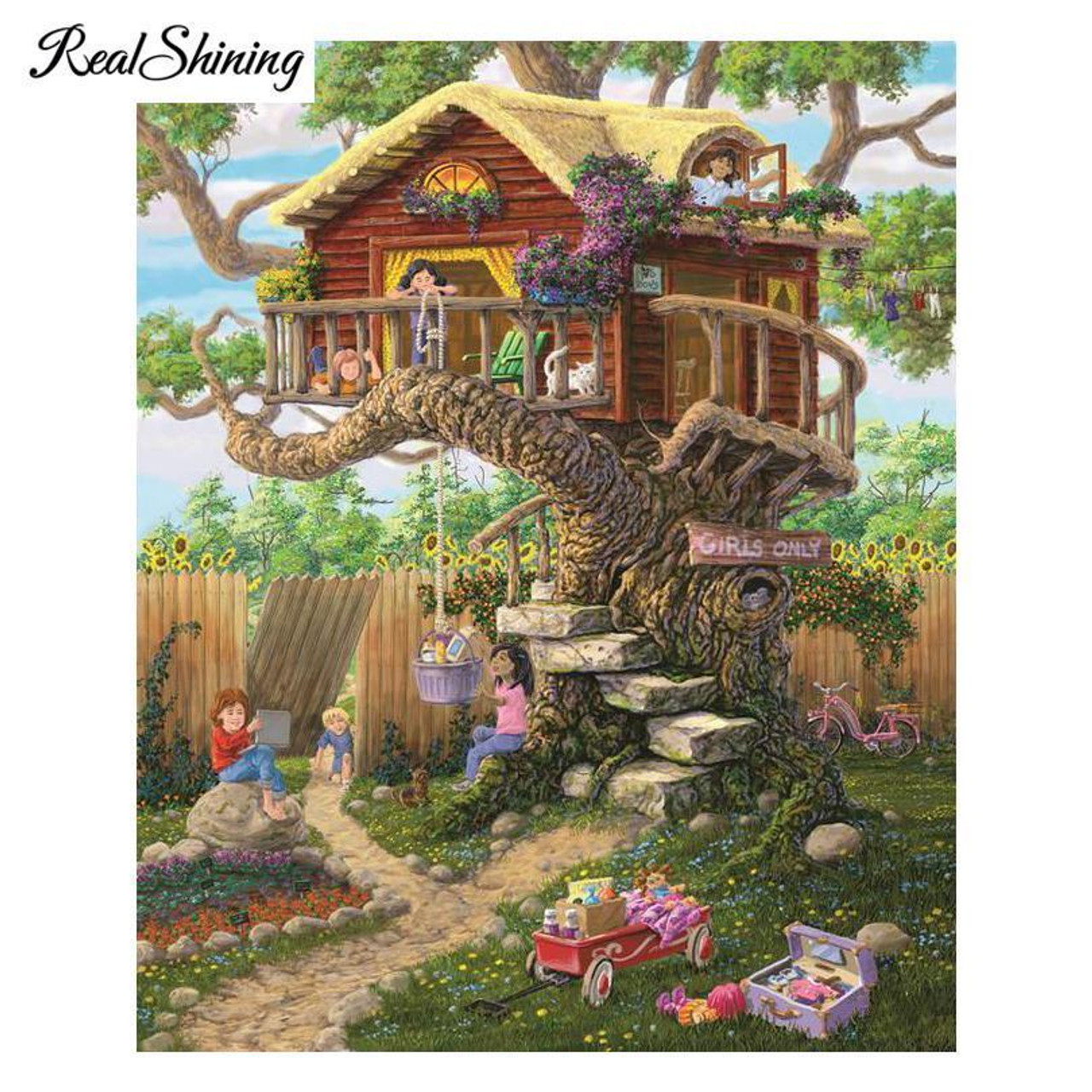 Paint By Numbers Adults kids Anime Tree House DIY Painting Kit