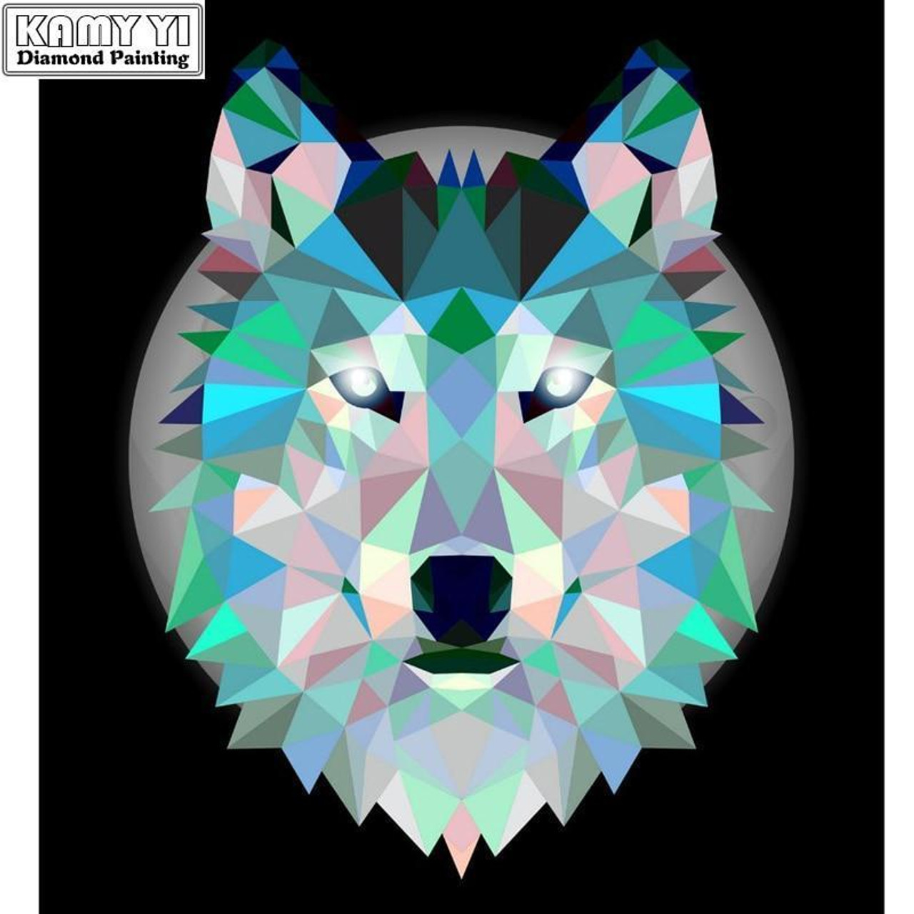 Colorful Wolf - 5D Diamond Painting - DiamondByNumbers - Diamond Painting  art