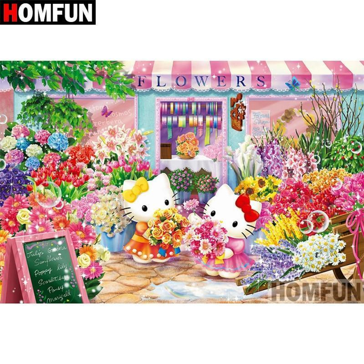 5D Diamond Painting Hello Kitty Flower Shop Kit