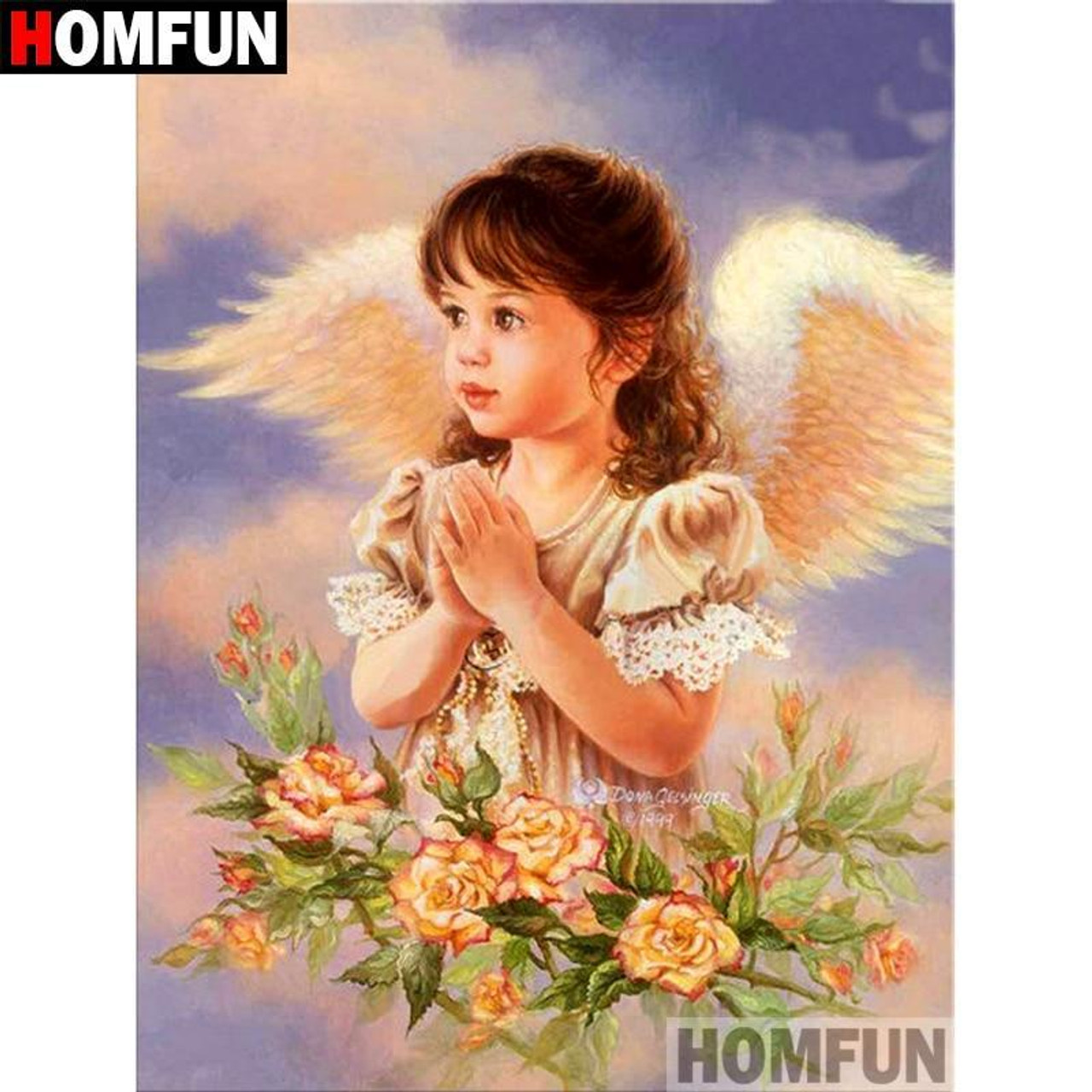 5D Diamond Painting Kit Angel Little Girl Round Square Drills Home Art  Picture