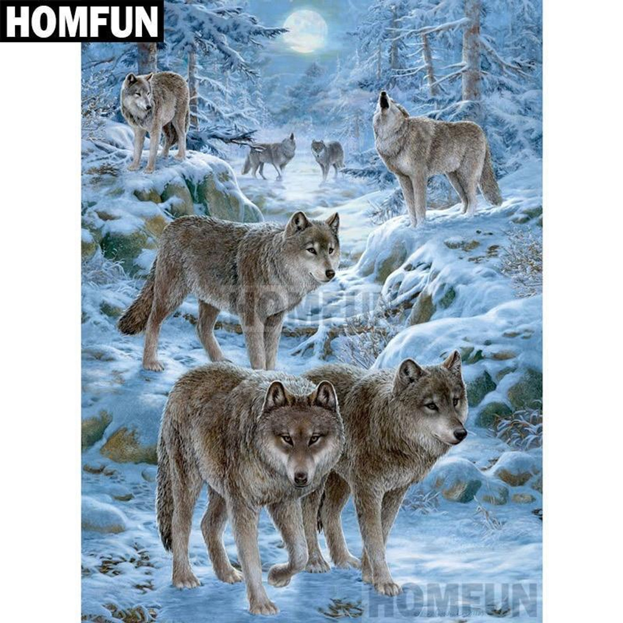 Hunting Wolf Pack Diamond Painting Kit with Free Shipping – 5D