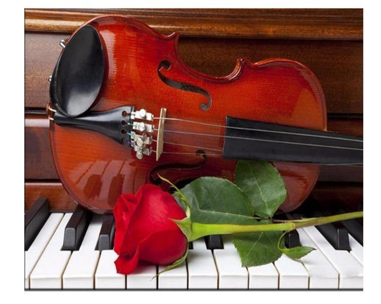 5D Diamond Painting Red Rose, Piano and Violin Kit