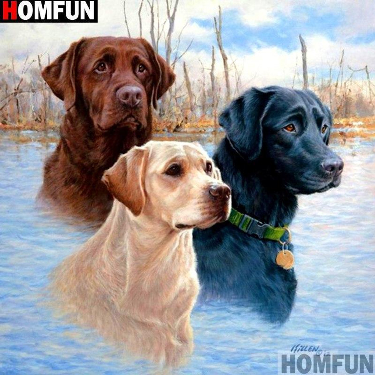 5D Diamond Painting Hunting Dog Swimming Kit - Bonanza Marketplace