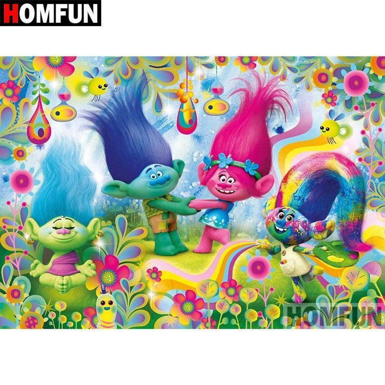 5D Diamond Painting Poppy and Branch Trolls Kit