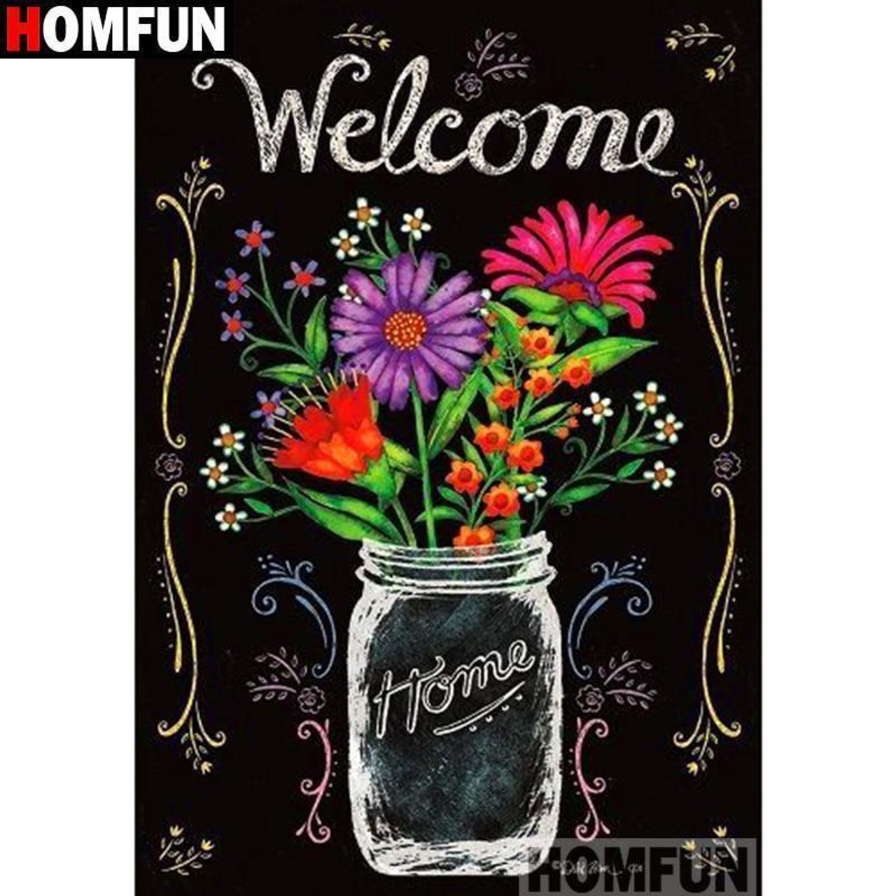 Welcome Sign Painting with Diamonds – I Love DIY Art