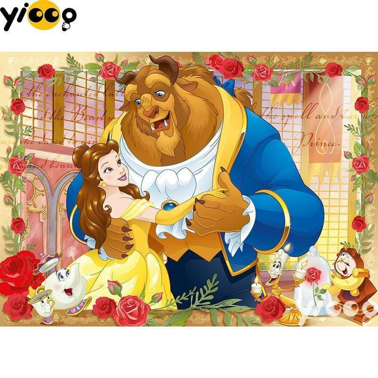 5D Diamond Painting Red Rose Beauty & The Beast Collage Kit