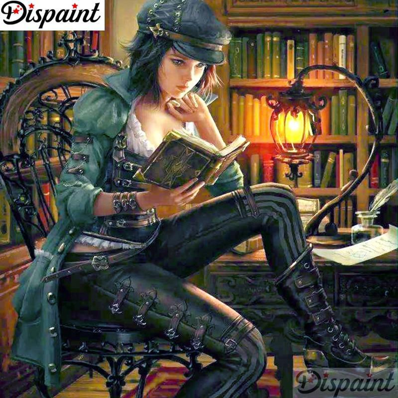 5D Diamond Painting Steam Punk Girl Reading Kit