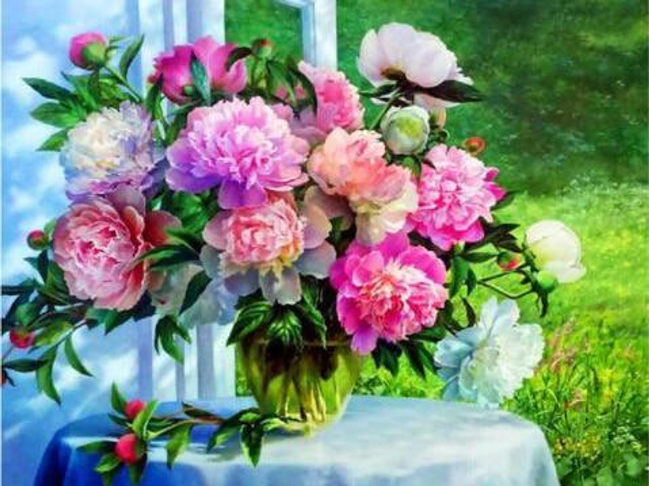 5D Diamond Painting Kitchen Table Flower Bouquet Kit