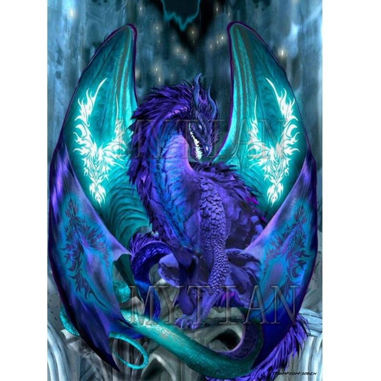Cheap 5D DIY Frame Diamond Painting Animal Purple Dragon Full