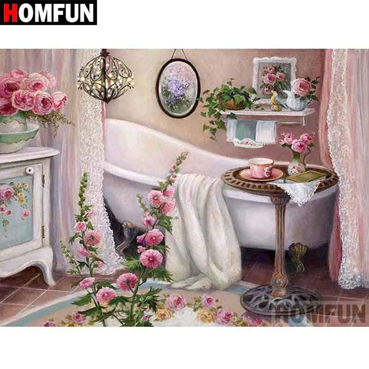 Pink Flowers, 5D Diamond Painting Kits