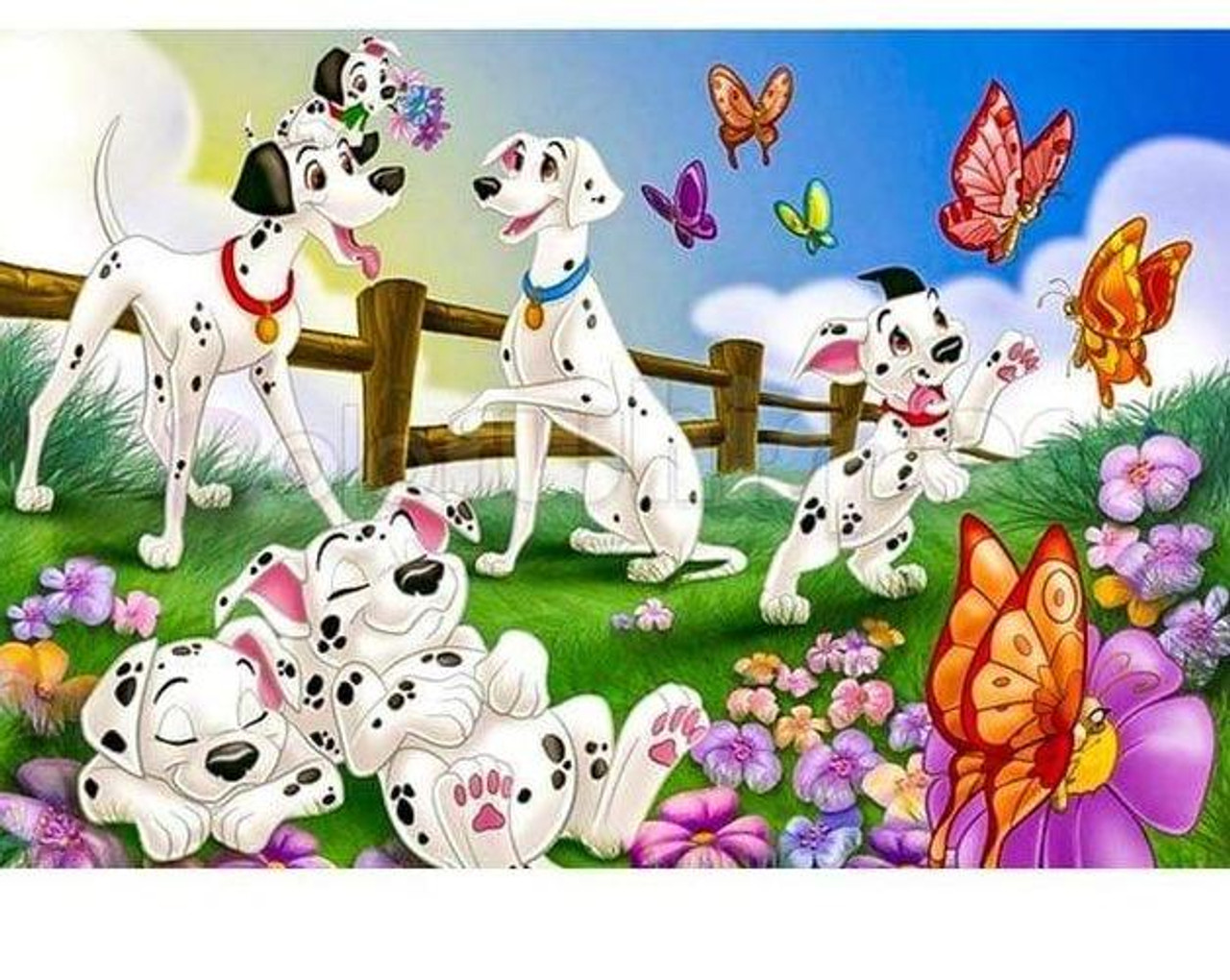 Noche Animal Dog Diamond Painting Kits,Poodles and Butterflies 5D Round  Diamond Digital Painting Beginners Crystal Paste Process,Suitable for Room