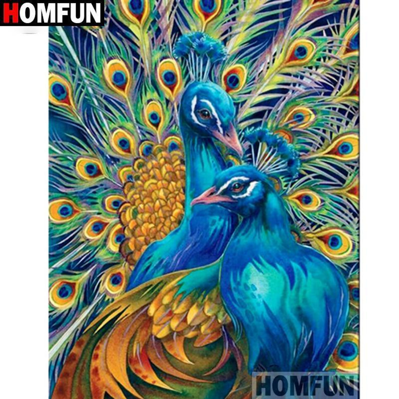 5D DIY Diamond Painting Peacock, Diamond Art Painting Colorful Peacock by Number Kits for Adults and Kids, Abstract Animal Arts Painted with Round