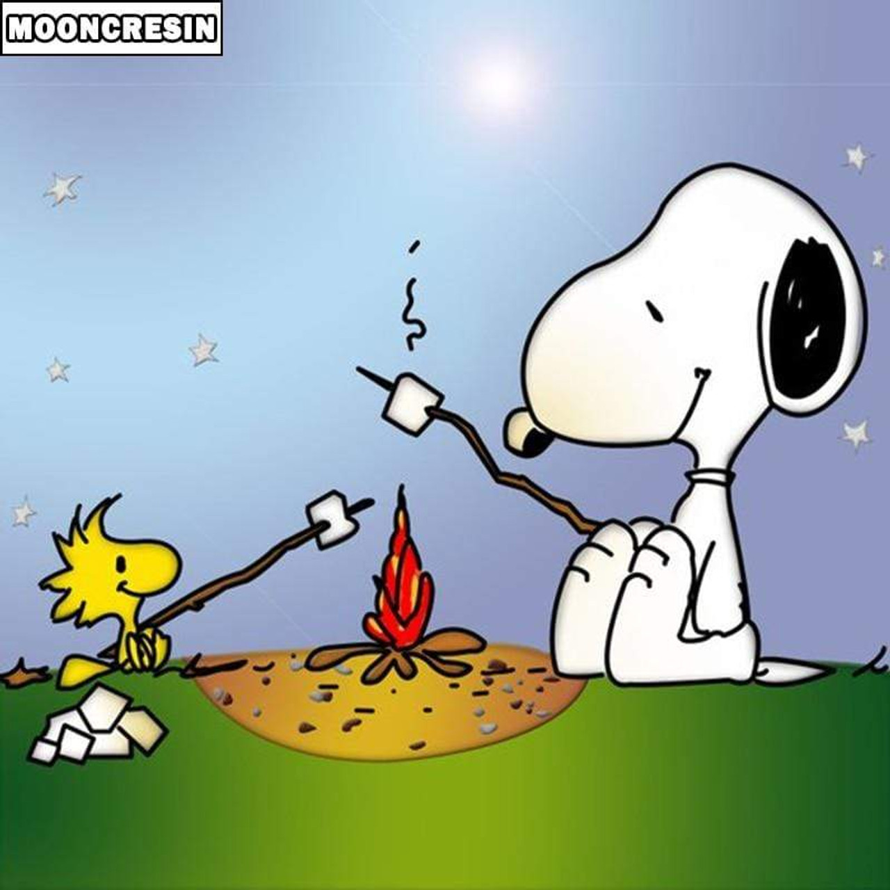 5D Diamond Painting Snoopy and Woodstock Campfire Kit