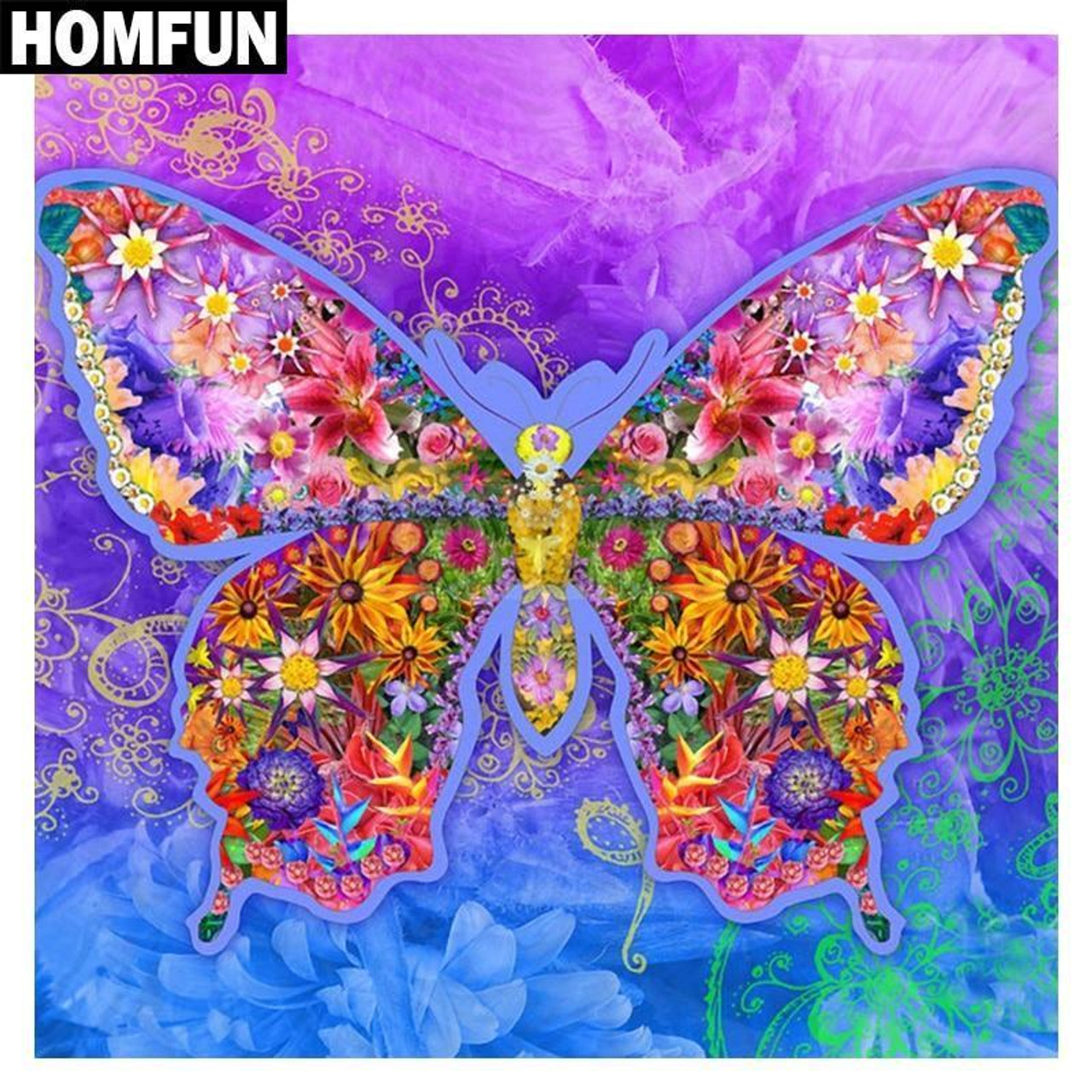 5D Diamond Painting Abstract Flower Butterfly Kit