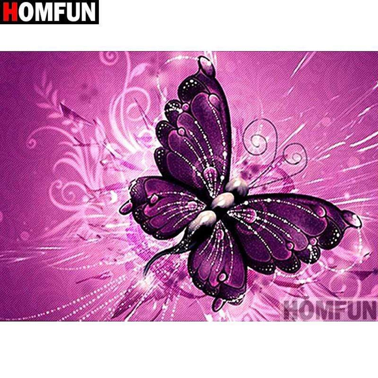5D Diamond Painting Butterfly Purse With Chain, Purple Beaded