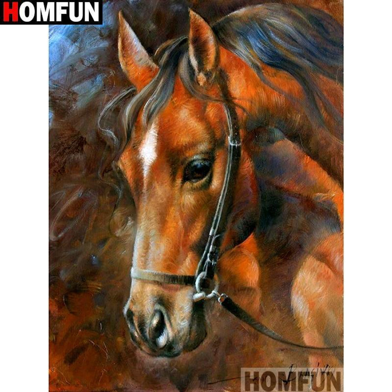 5D Diamond Painting Brown Horse With a Black Bridle Kit
