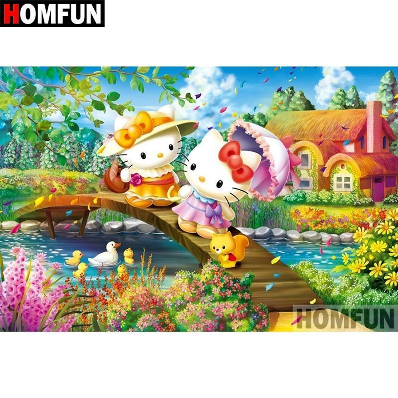 5D Diamond Painting Hello Kitty and Sister Mimmy White Kit