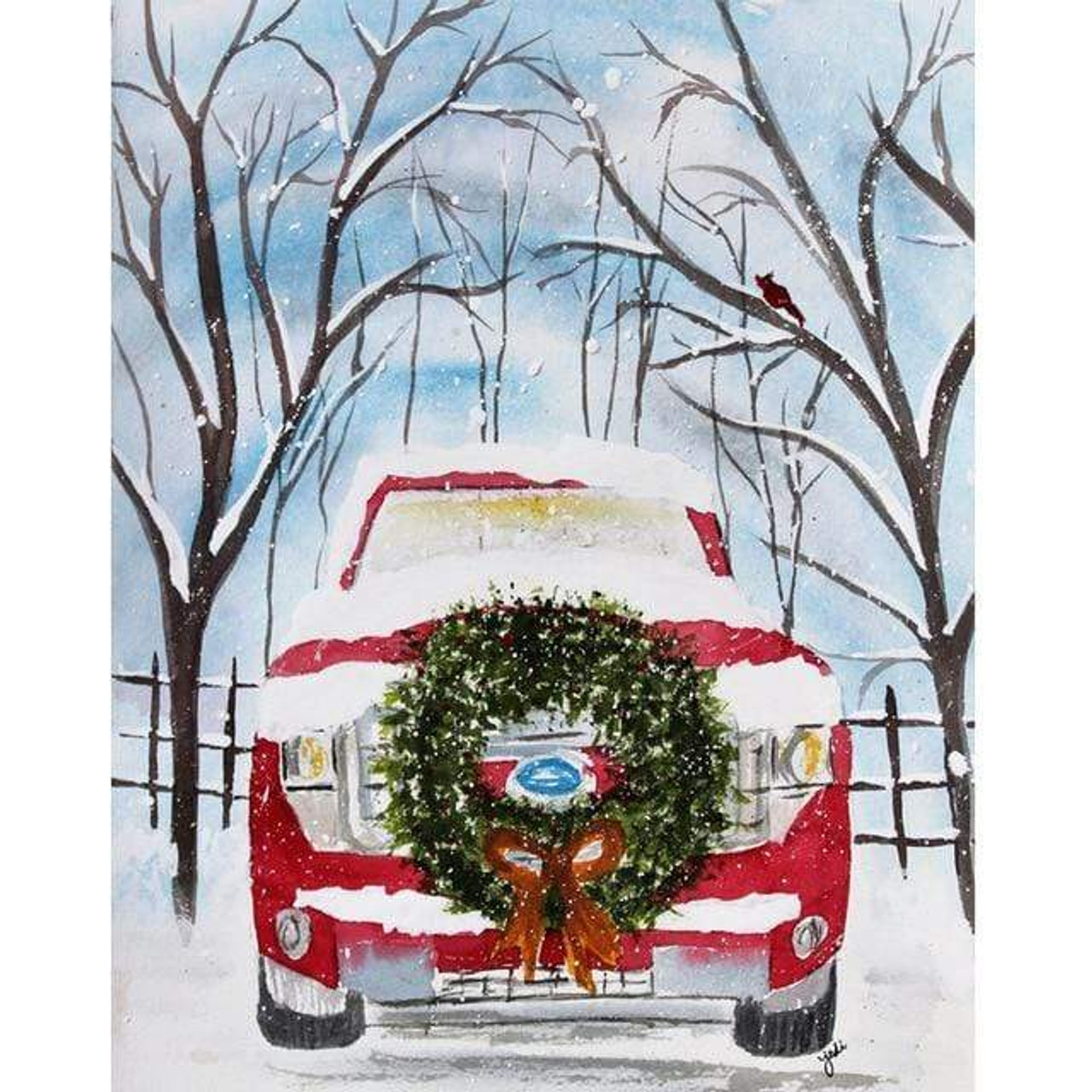 Winter Truck and wreath Adult Canvas Paint Kit – Clayopatra Arts