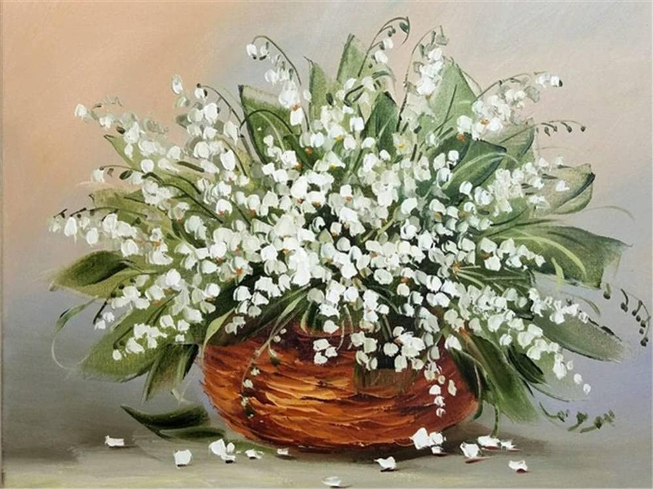 5D Diamond Painting Basket of Small White Flowers Kit