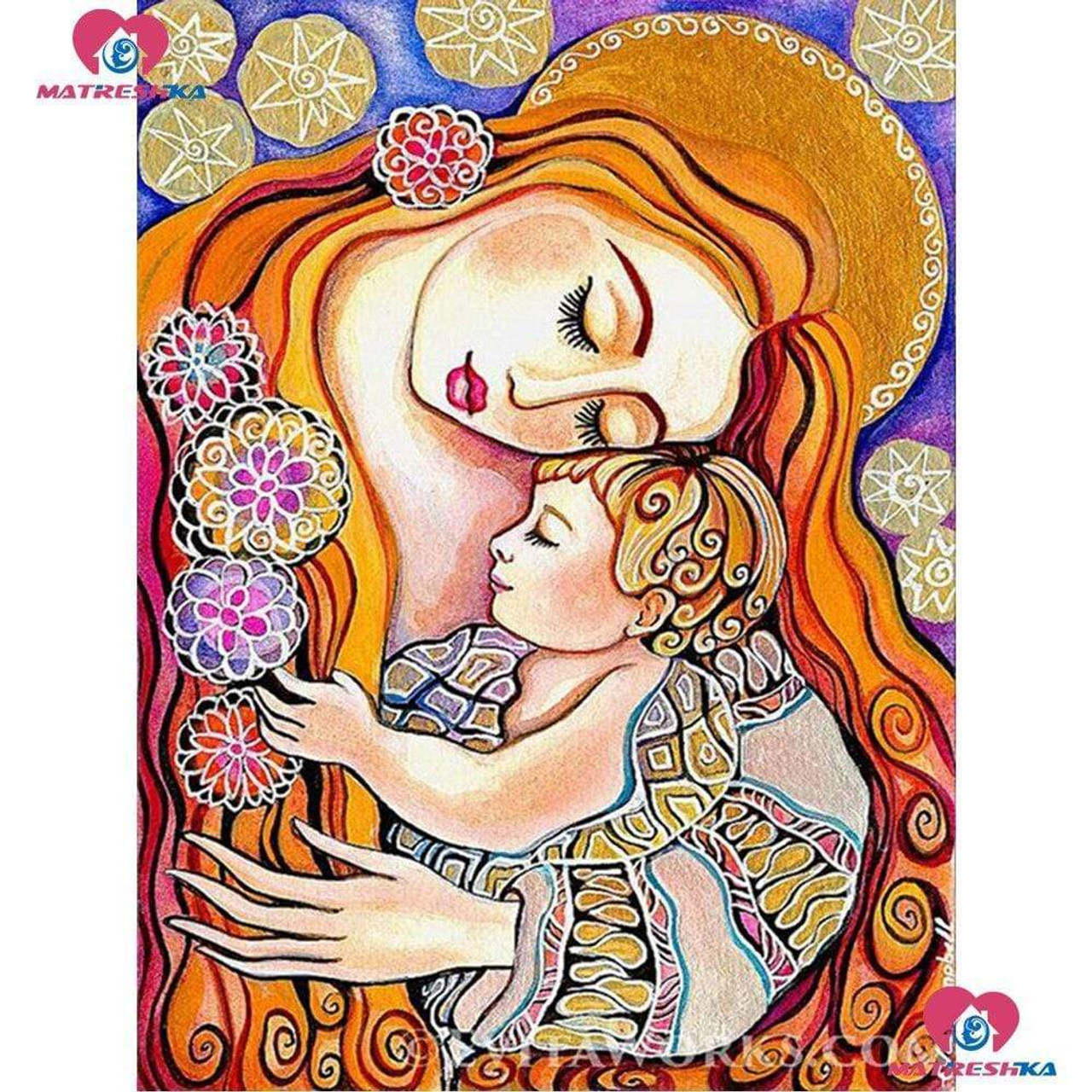 mother child painting images