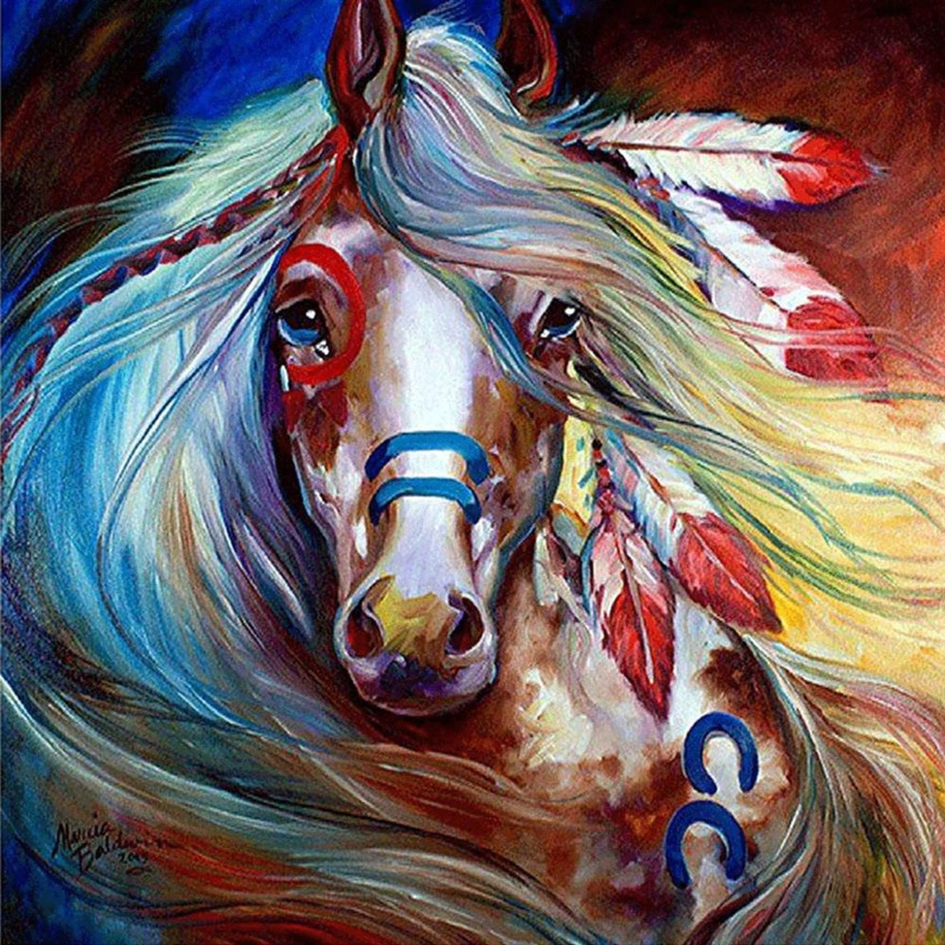 5D Diamond Painting Indian Warrior and Horse Kit