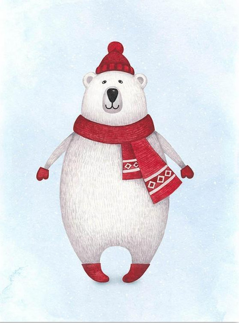 5D Diamond Painting Red Scarf Polar Bear Kit